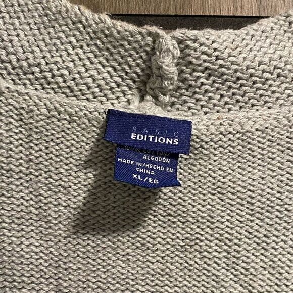 Basic Editions Women’s XL Heavyweight Grey Short Sleeve Button Sweater - Picture 3 of 3